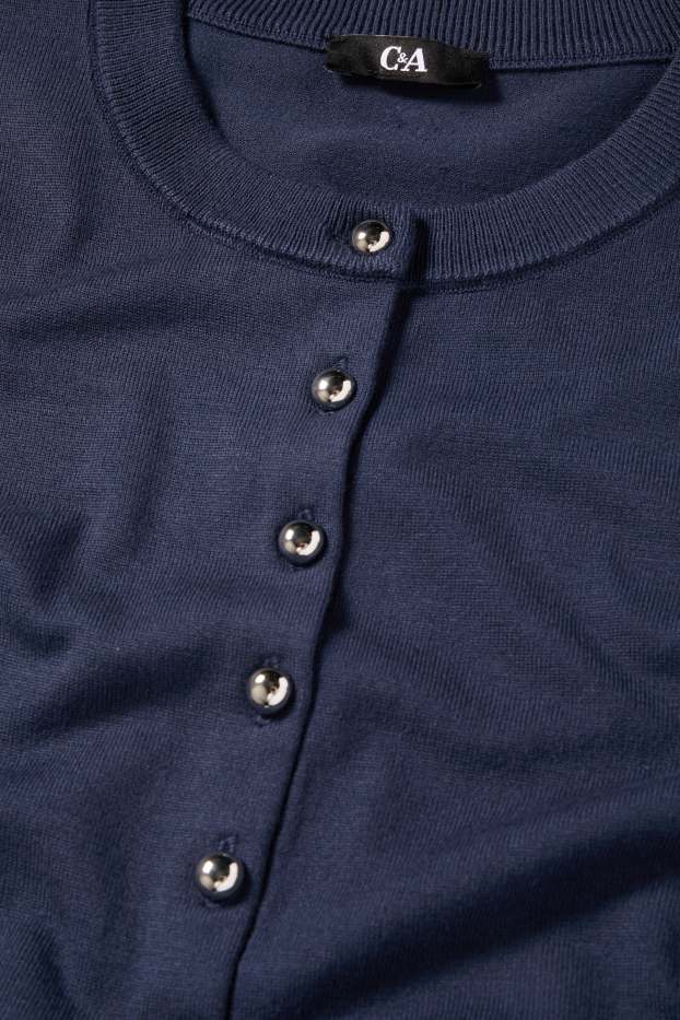 Dames - Gebreid vest - donkerblauw