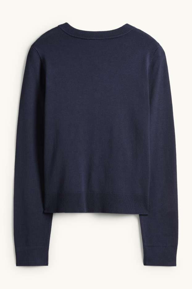 Dames - Gebreid vest - donkerblauw