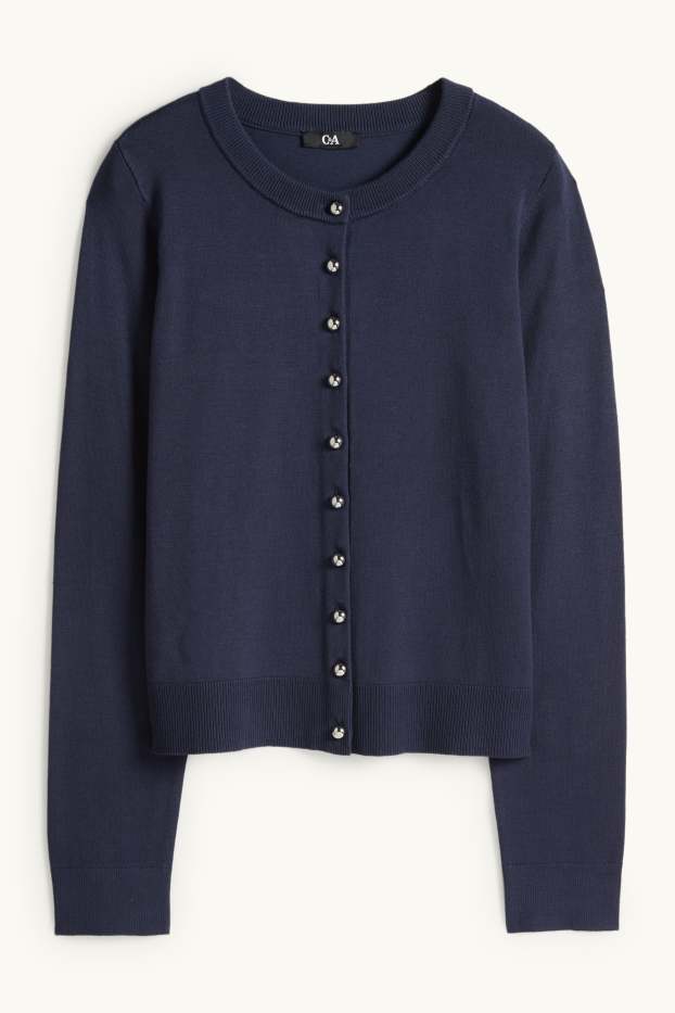 Dames - Gebreid vest - donkerblauw