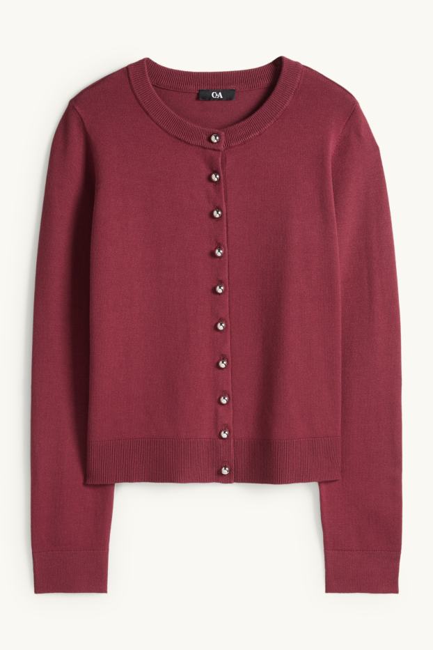 Dames - Gebreid vest - bordeaux