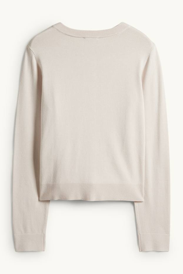 Damen - Strickjacke - hellbeige