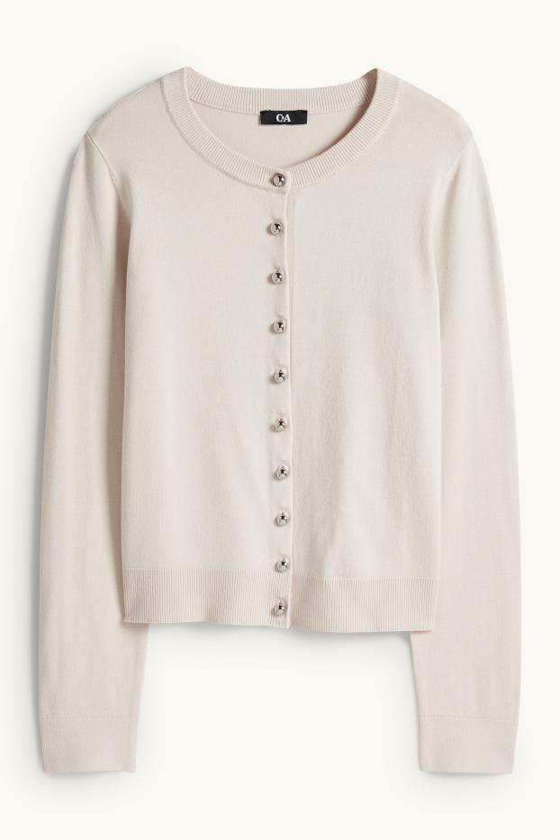 Damen - Strickjacke - hellbeige