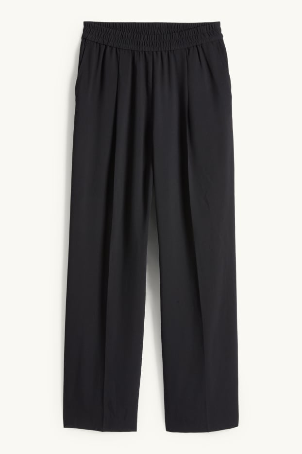Dona - Pantalons de tela - high waist - wide leg - negre