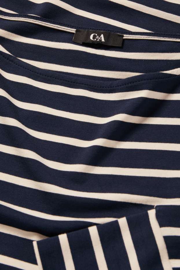 Femei - Tricou cu mânecă lungă - regular fit - cu dungi - albastru închis / alb