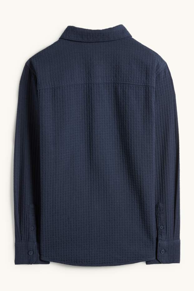 Kinder Jungen - Hemd - strukturiert - dunkelblau