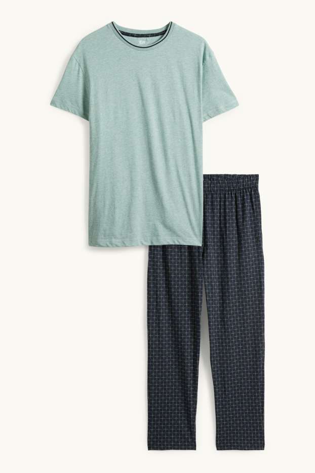 Herren - Pyjama - grün / dunkelblau