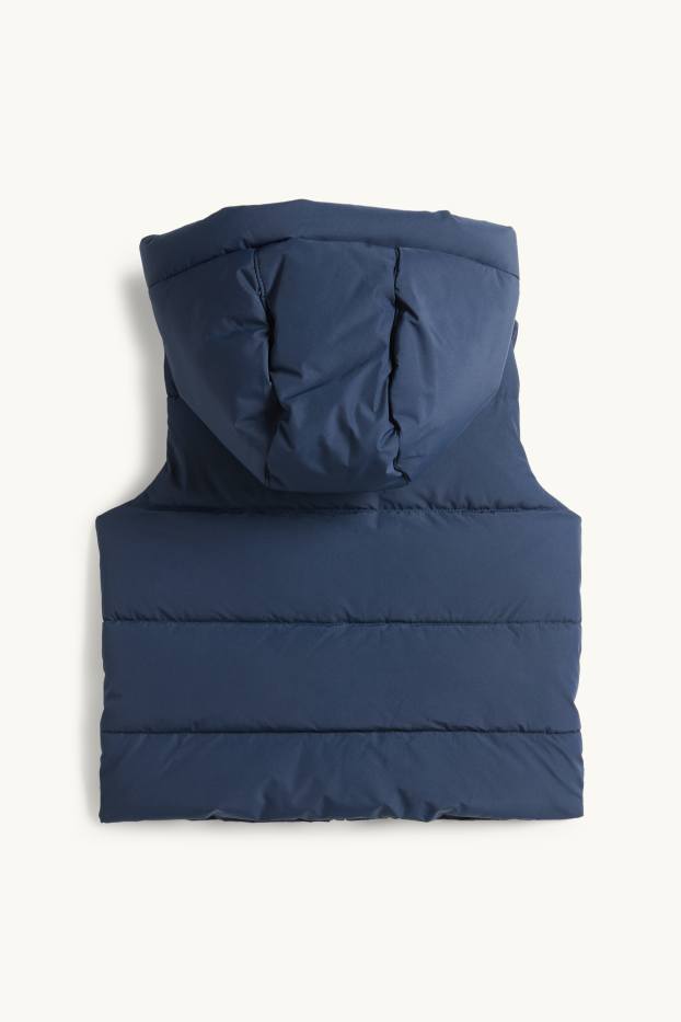 Copii - Băieți - Vestă matlasată cu glugă - rezistentă la apă - albastru închis