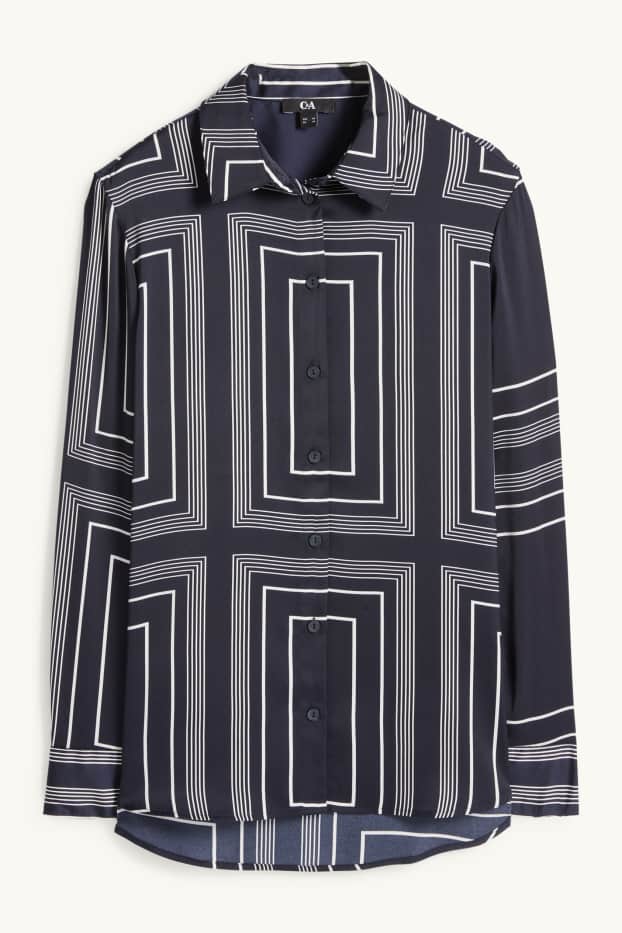 Dames - Blouse - met patroon - donkerblauw