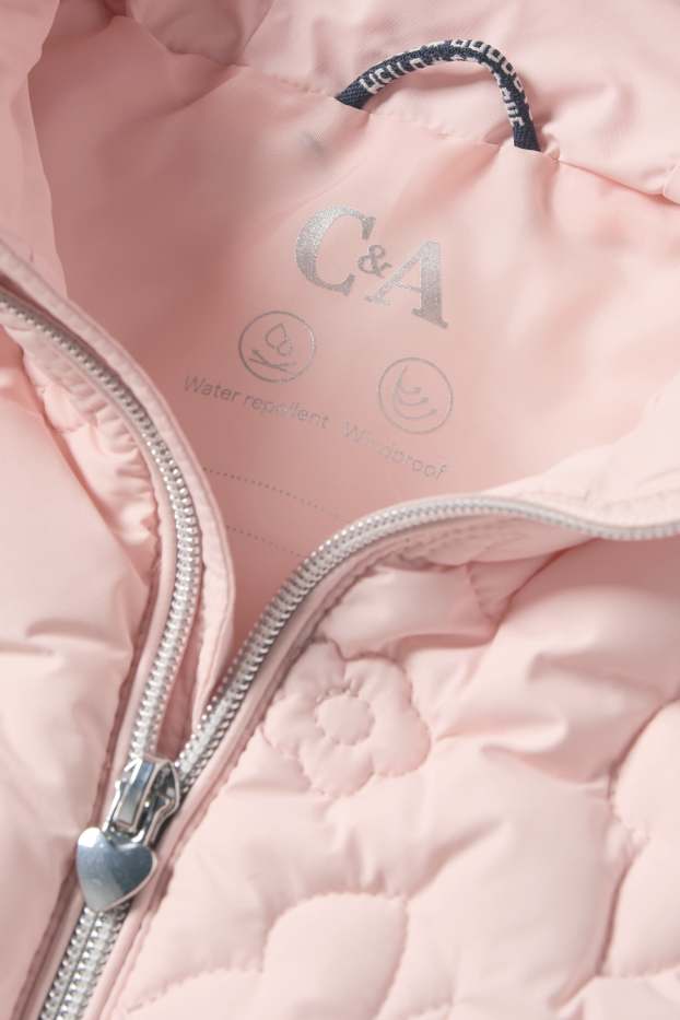 Enfants filles - Papillon - doudoune surpiquée avec capuche - finition déperlante - rose