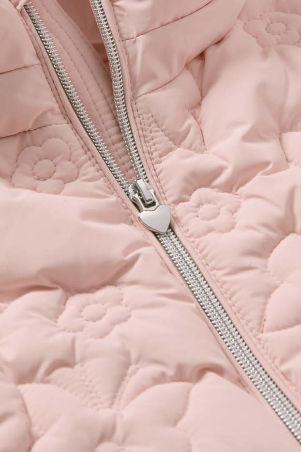 Enfants filles - Papillon - doudoune surpiquée avec capuche - finition déperlante - rose