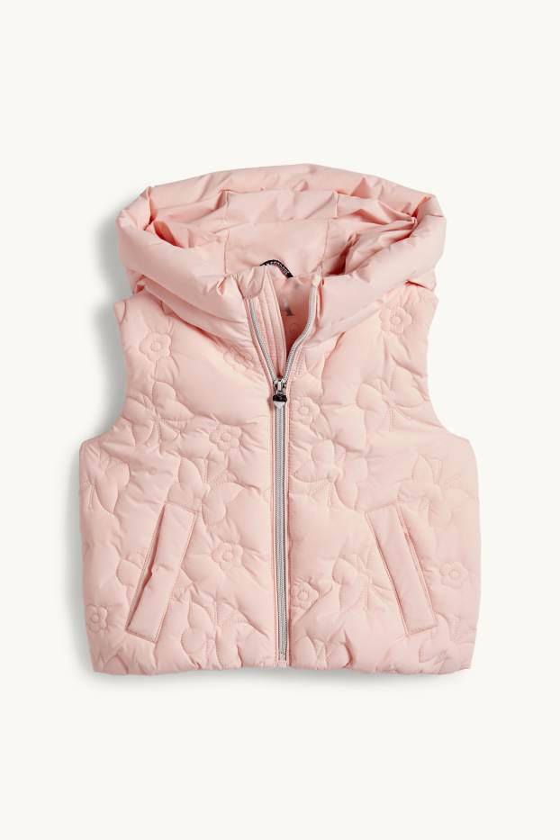 Enfants filles - Papillon - doudoune surpiquée avec capuche - finition déperlante - rose