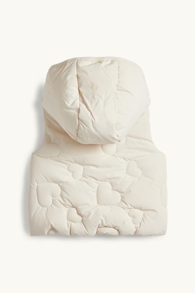 Enfants filles - Cœur - doudoune surpiquée avec capuche - finition déperlante - blanc crème