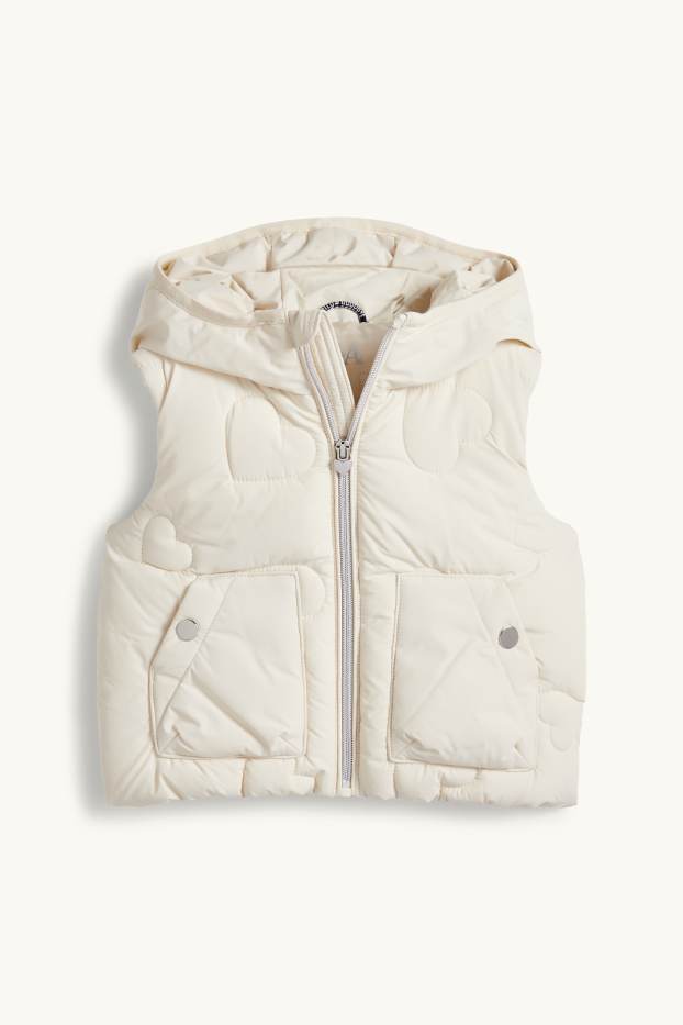 Enfants filles - Cœur - doudoune surpiquée avec capuche - finition déperlante - blanc crème