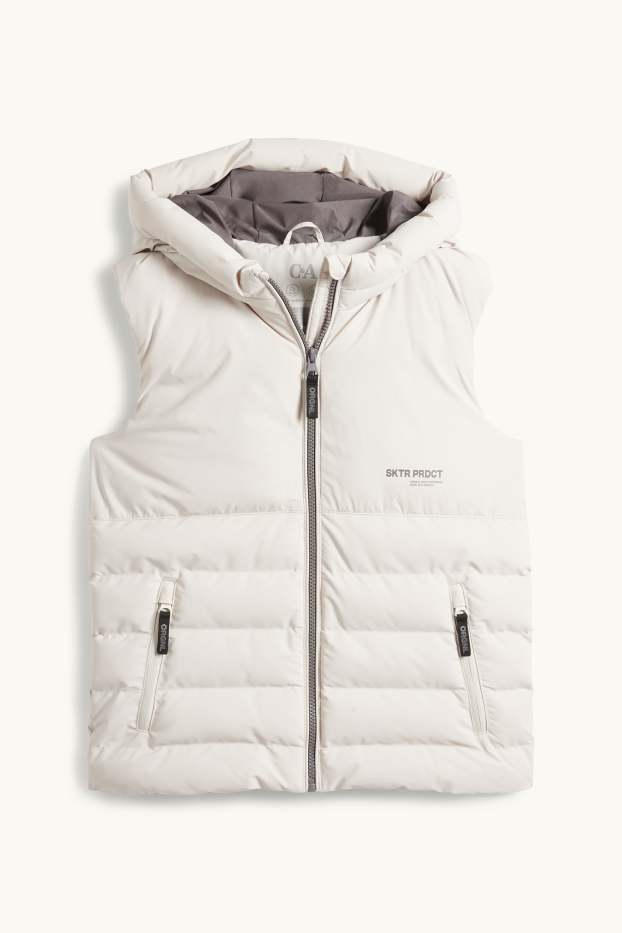 Copii - Băieți - Vestă matlasată cu glugă - rezistentă la apă - bej deschis