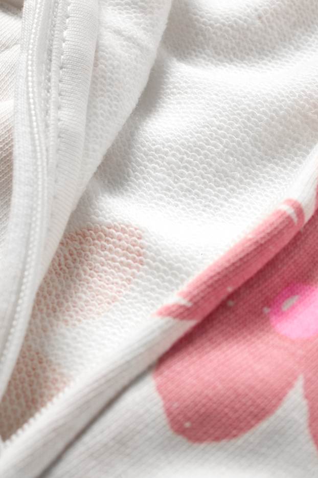 Kinder Mädchen - Blume - Sweatjacke mit Kapuze - cremeweiss