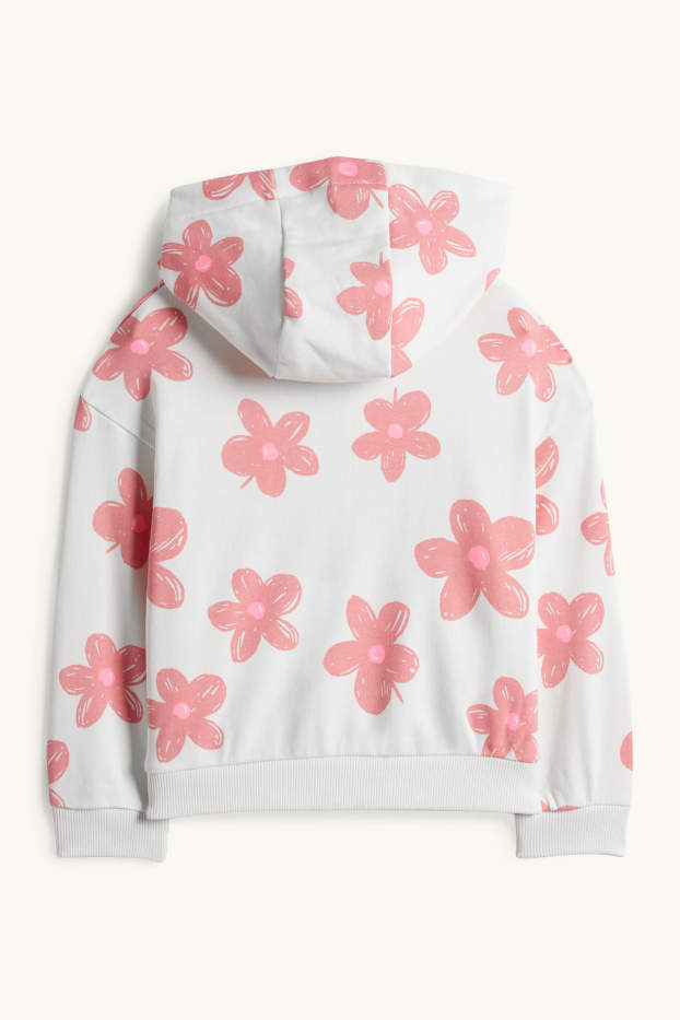 Kinder Mädchen - Blume - Sweatjacke mit Kapuze - cremeweiss
