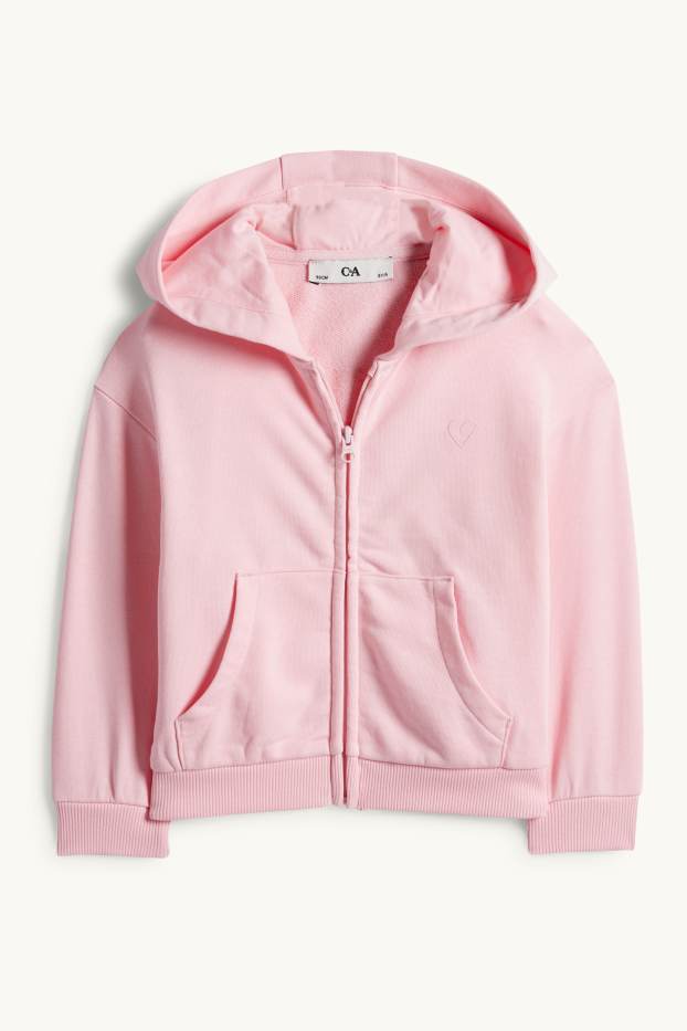 Kinder Mädchen - Herz - Sweatjacke mit Kapuze - pink