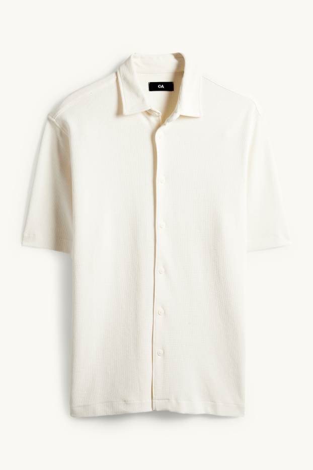 Home - Camisa - regular fit - Kent - texturada - blanc trencat