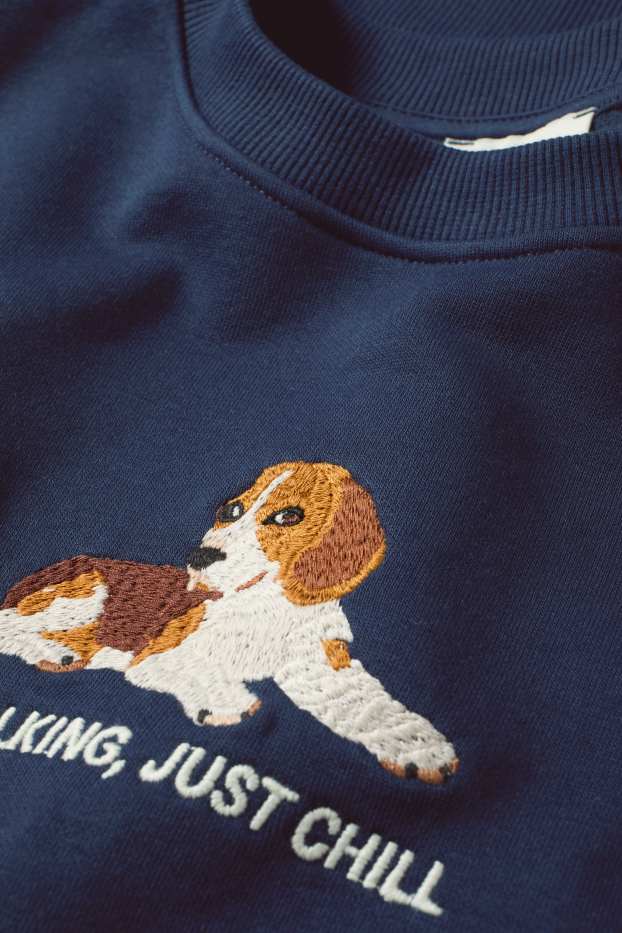 Femei - Bluză de molton supradimensionată - albastru închis