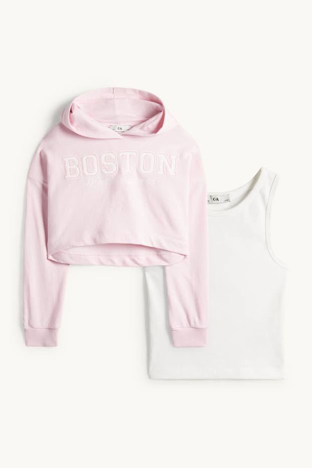 Children Girls - Boston - set - hoodie and top - 2 piece - rose