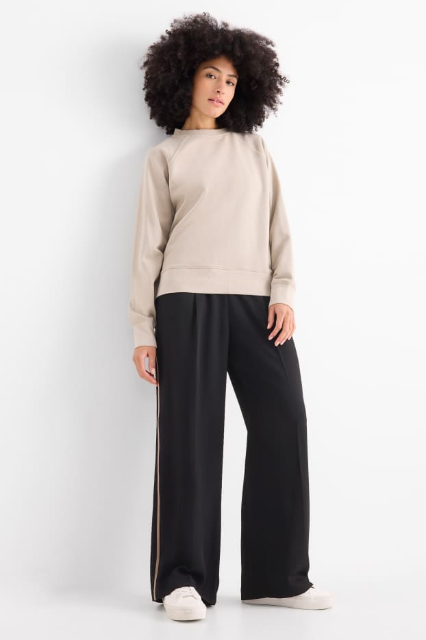 Dona - Pantalons de tela - high waist - wide leg - negre