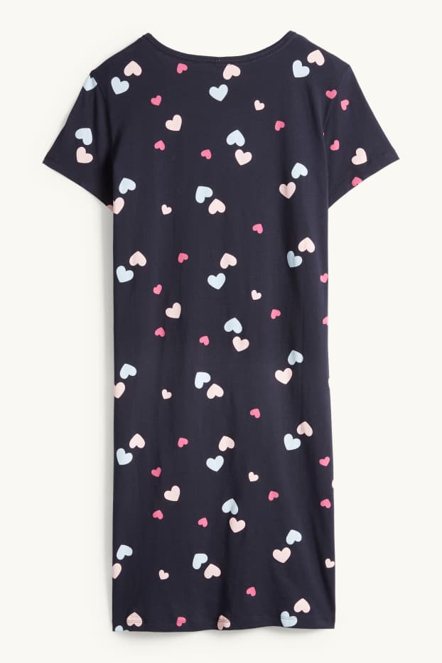 Dámské - Noční košile - se vzorem - tmavomodrá