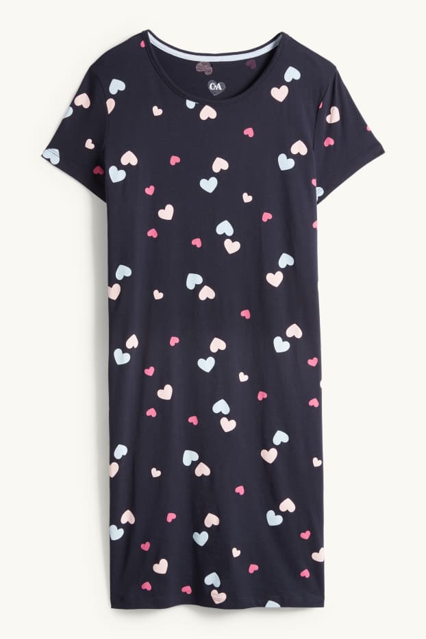 Dámské - Noční košile - se vzorem - tmavomodrá