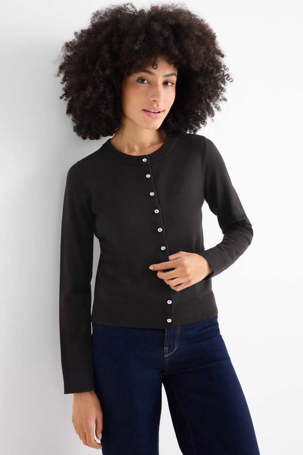 Dames - Gebreid vest - zwart