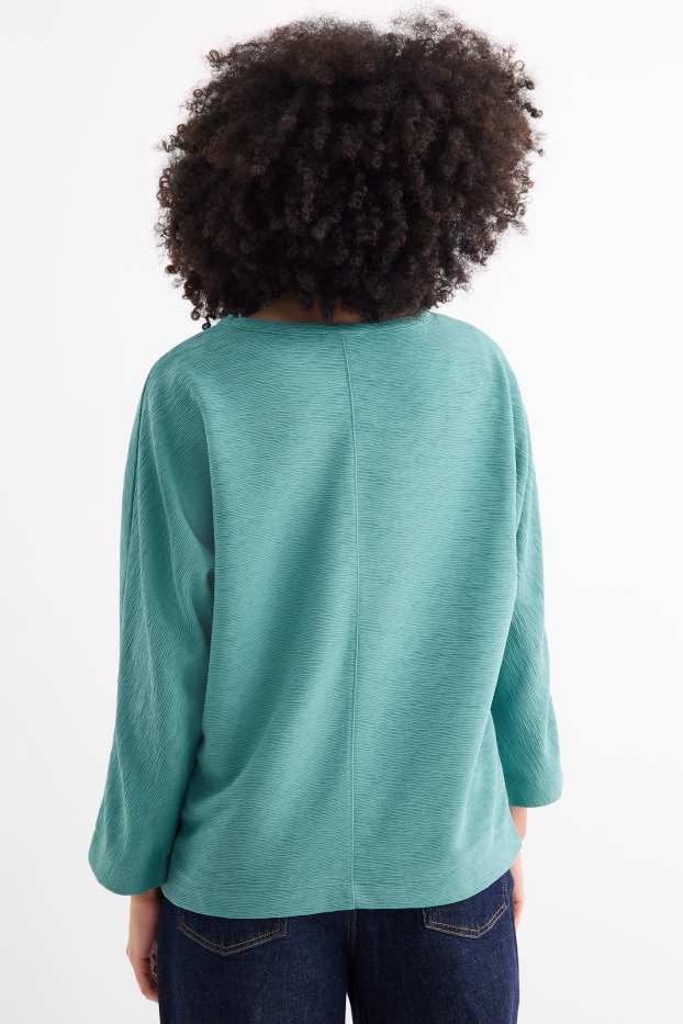 Damen - Sweatshirt - gerippt - grün