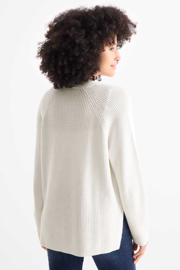 Dames - Gebreid vest - ribstof - wit