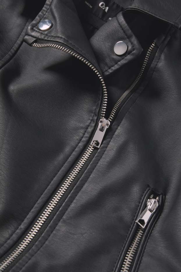 Enfants filles - Blouson motard - matière synthétique - noir