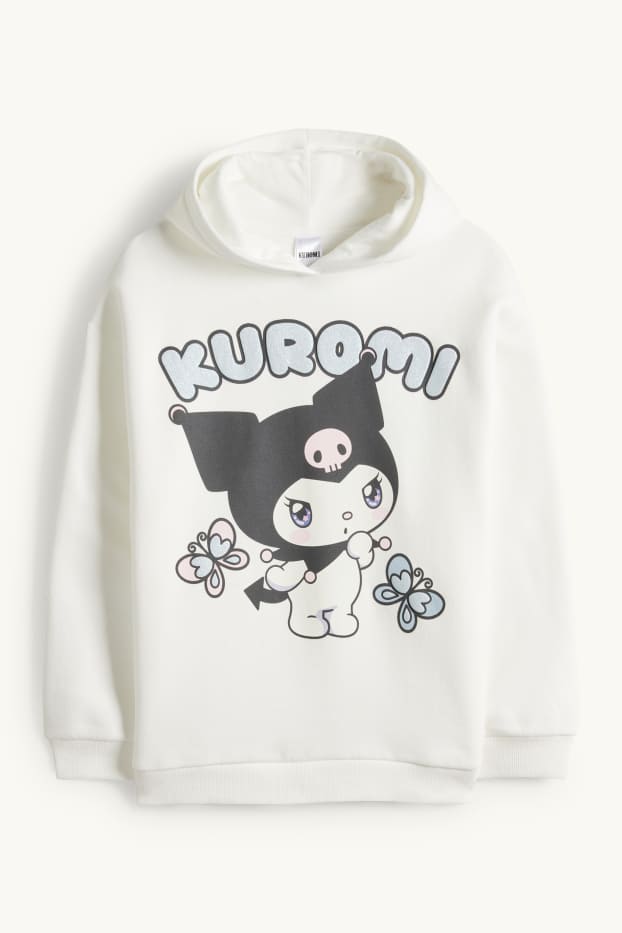 Děti - dívky - Kuromi - mikina s kapucí - s třpytivými efekty - bílá