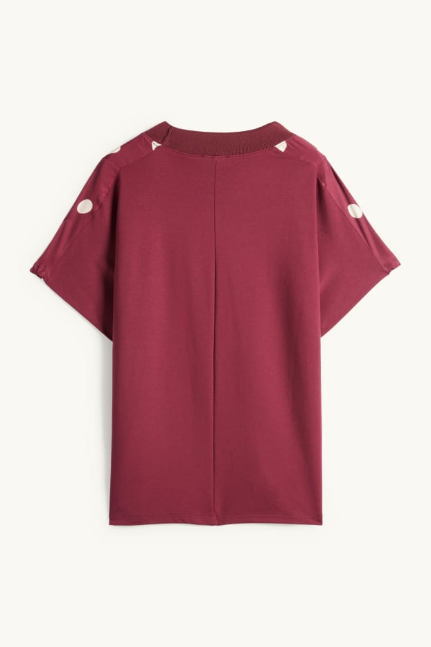 Dona - Samarreta de màniga curta - relaxed fit - de piquets - bordeus