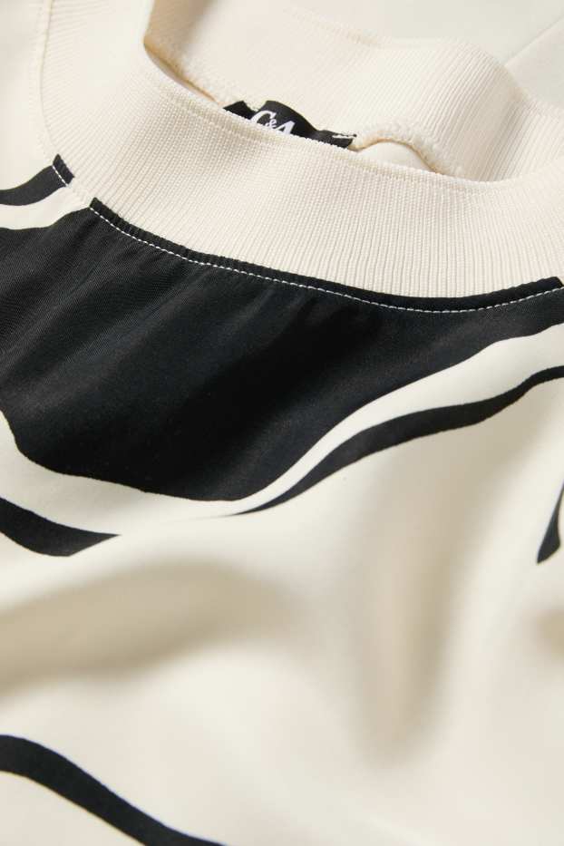 Donna - T-shirt - relaxed fit - a fiori - nero / beige