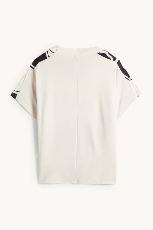 Donna - T-shirt - relaxed fit - a fiori - nero / beige