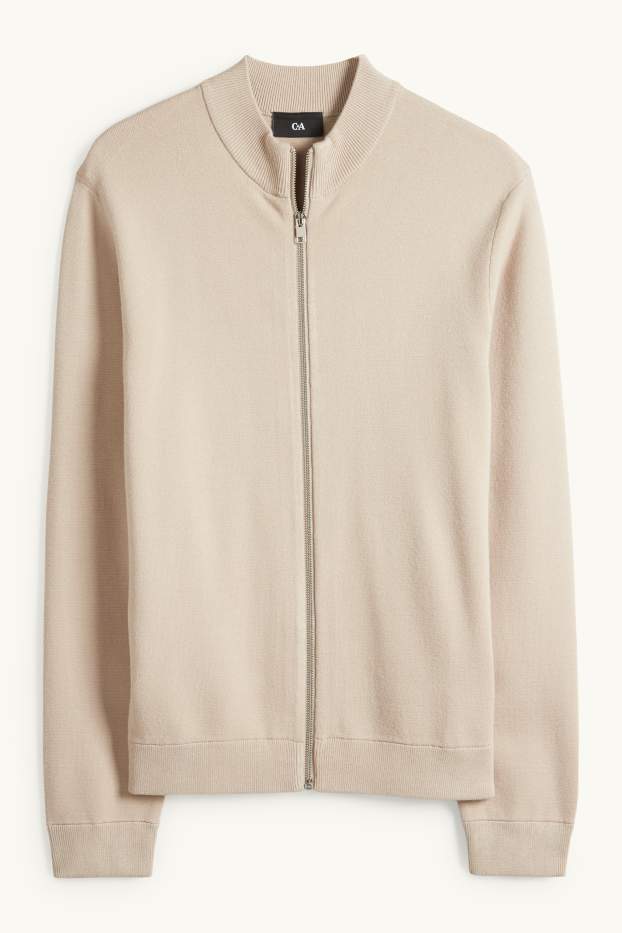 Bărbați - Cardigan tricotat - bej deschis