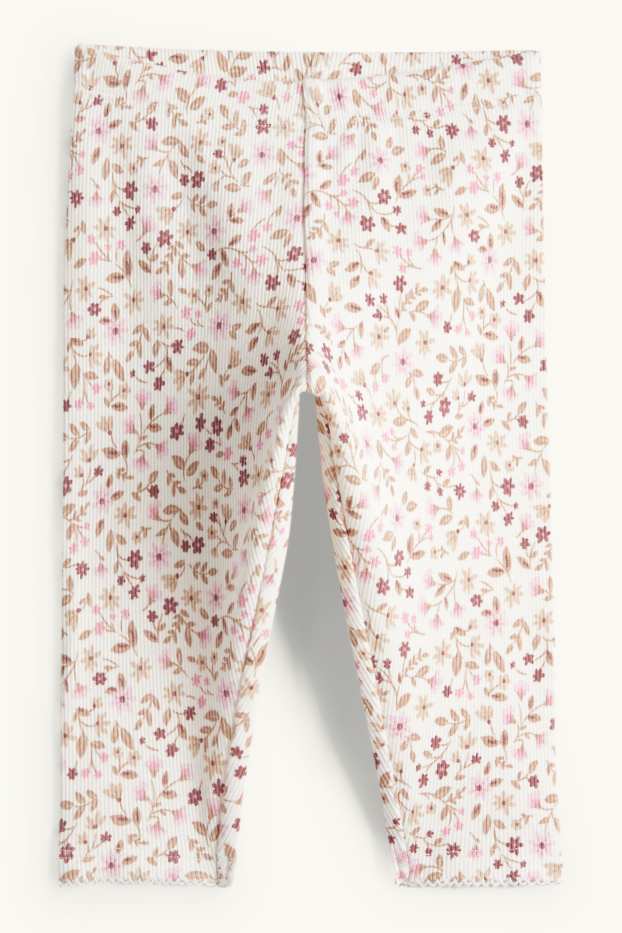 Baby Mädchen - Blümchen - Baby-Outfit - 3 teilig - beige