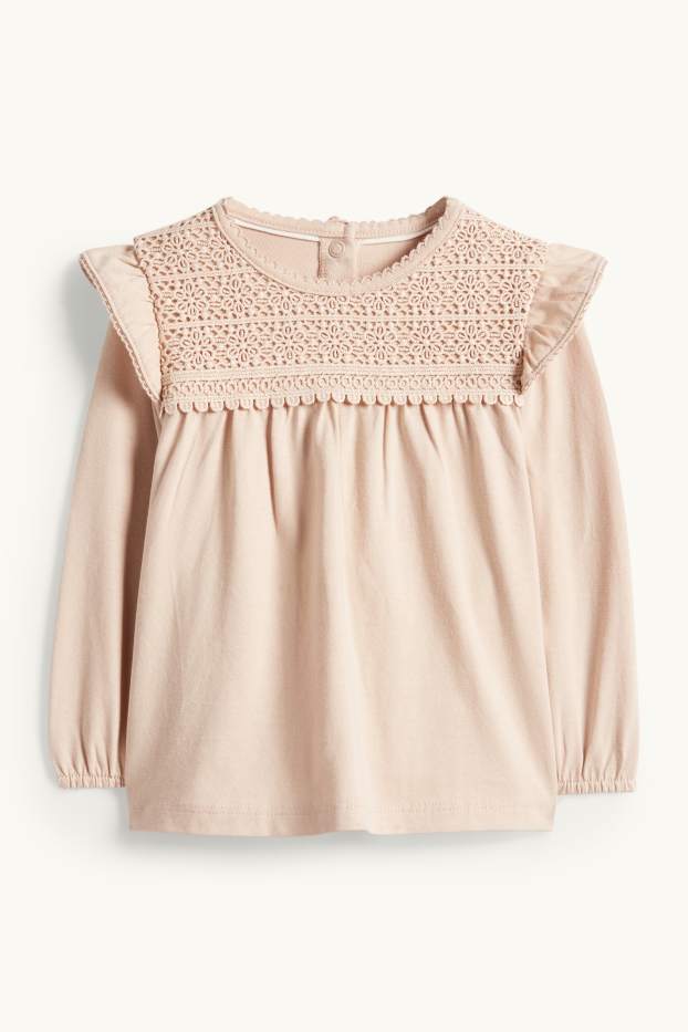 Baby Mädchen - Blümchen - Baby-Outfit - 3 teilig - beige