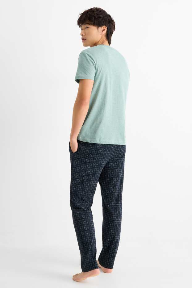 Herren - Pyjama - grün / dunkelblau