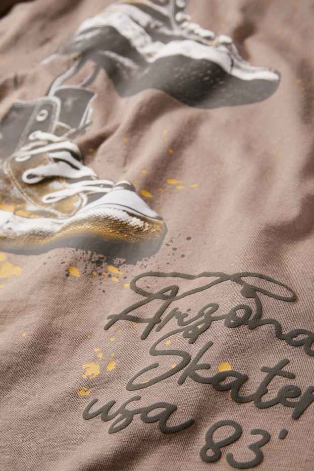 Kinder Buben - Sneaker - Kurzarmshirt - braun