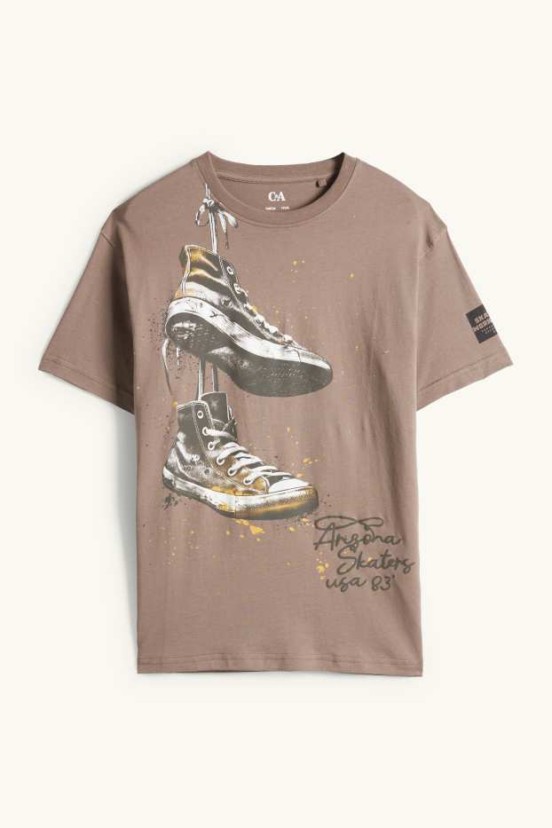 Kinder Buben - Sneaker - Kurzarmshirt - braun