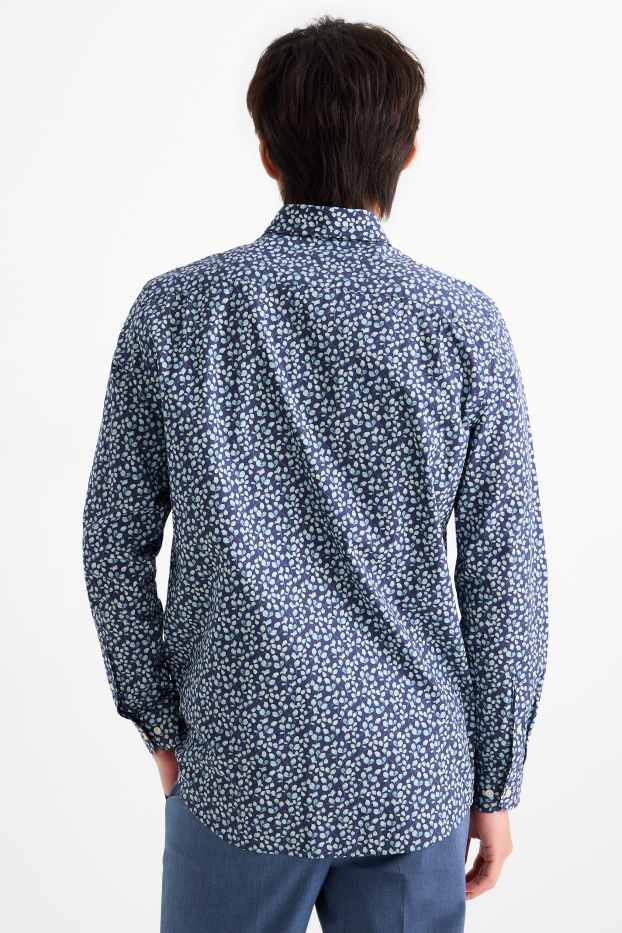 Uomo - Camicia business - regular fit - colletto alla francese - fantasia - blu scuro