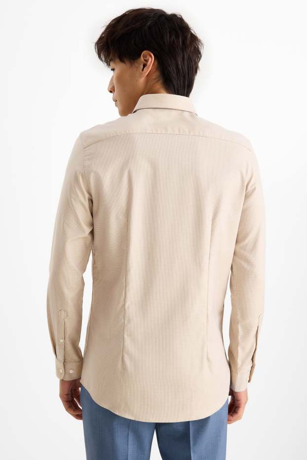 Home - Camisa formal - slim fit - cutaway - fàcil de planxar - beix/blau