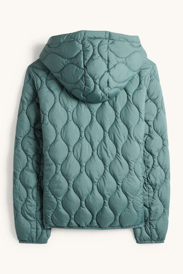 Dames - Gewatteerde jas met capuchon - petrol