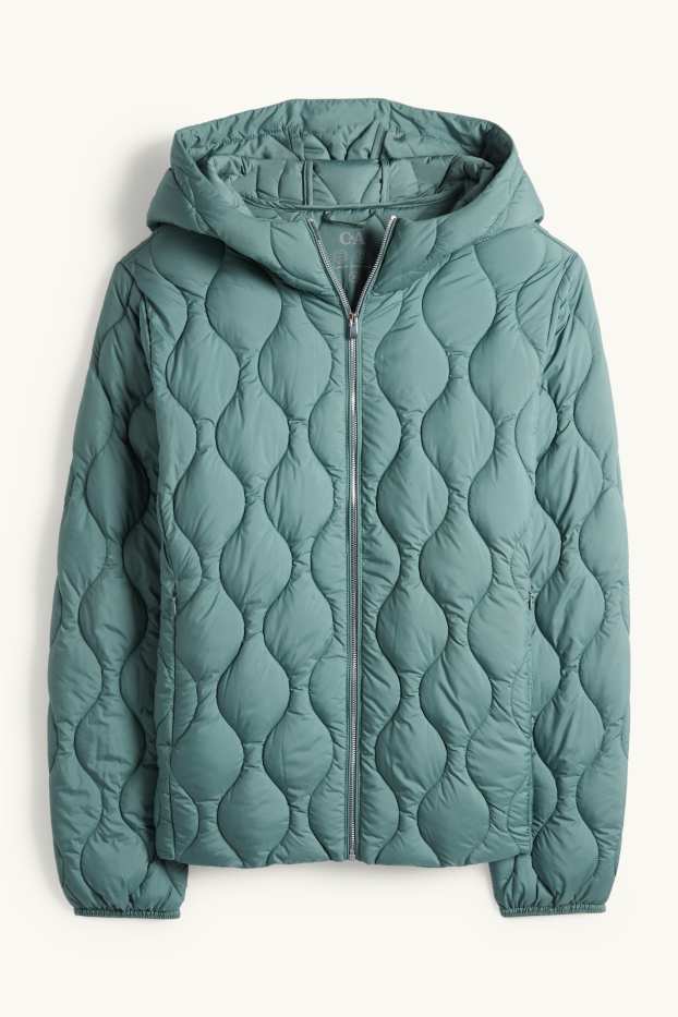 Dames - Gewatteerde jas met capuchon - petrol