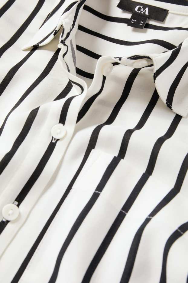 Dames - Blouse - gestreept - wit / zwart