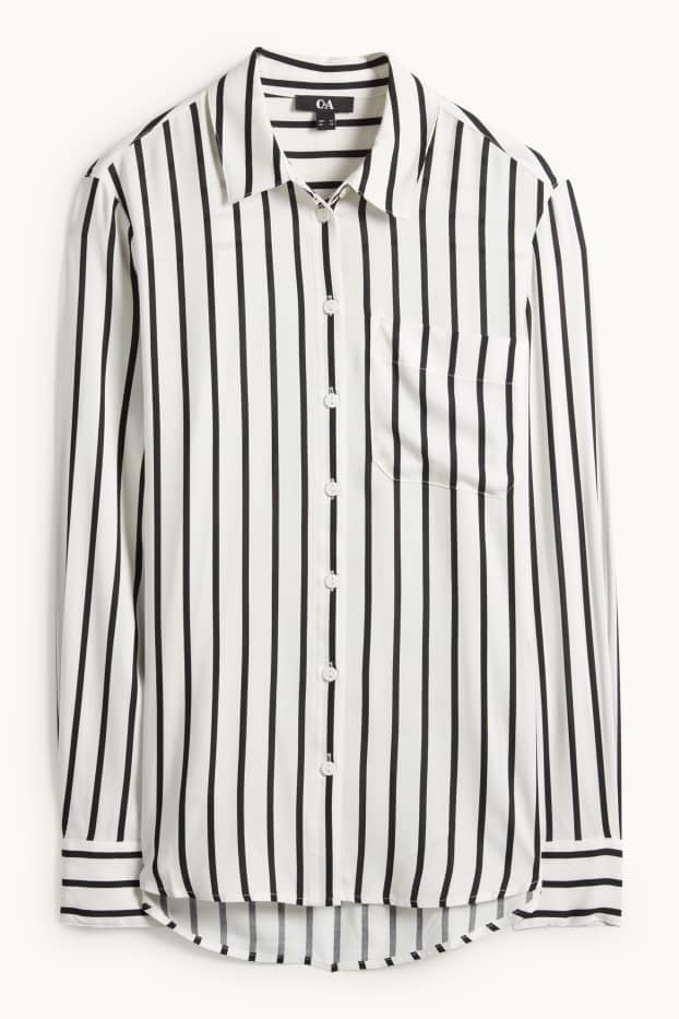 Dames - Blouse - gestreept - wit / zwart