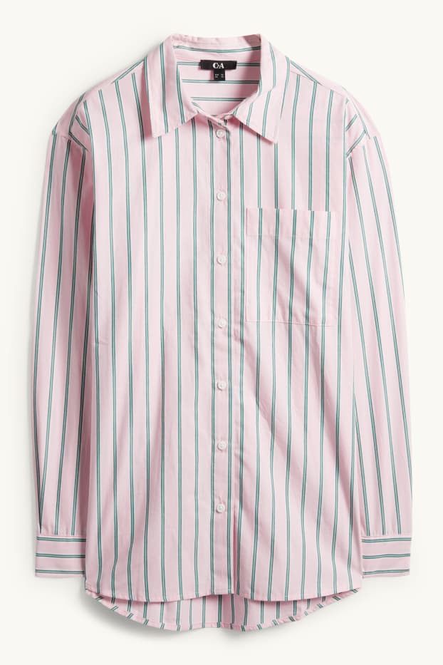 Donna - Blusa - a righe - verde / rosa