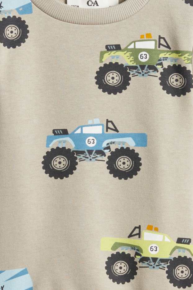 Enfants garçons - Lot de 2 - Monster truck - sweat à capuche et sweat - gris chiné