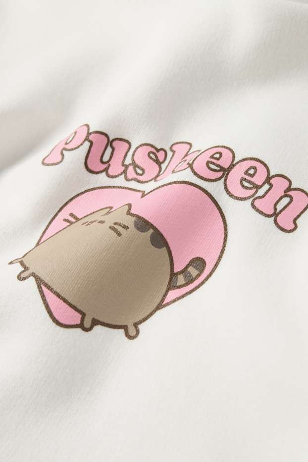Děti - dívky - Pusheen - mikina s kapucí - bílá